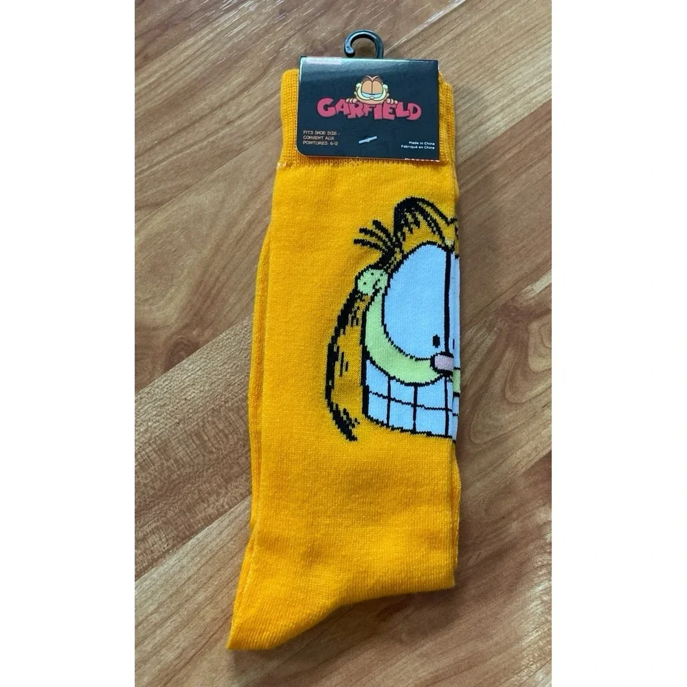 Garfield The Cat Crew Socks Size‎ 6-12 Unisex Nickelodeon Cartoon